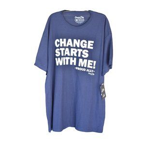 New Men's Cream City Navy Blue "Change Starts With Me!" Graphic T-Shirt XL